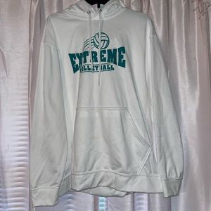 White and teal volleyball hoodie